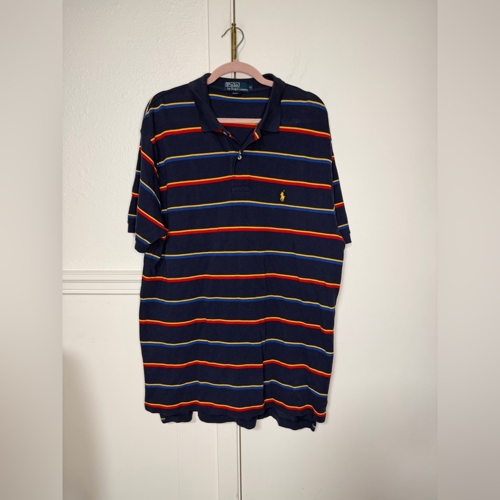 Polo by Ralph Lauren Men's Polo Shirt with Navy and Red Stripes size XL